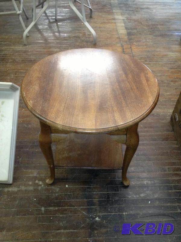 Round End Table, solid wood, some very light ...