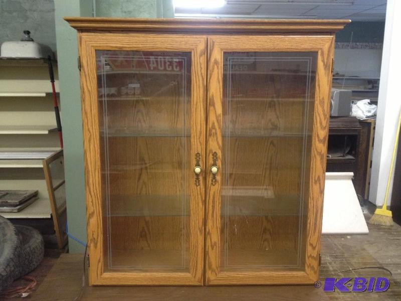 Glass Door Lighted Cabinet with three glass s...