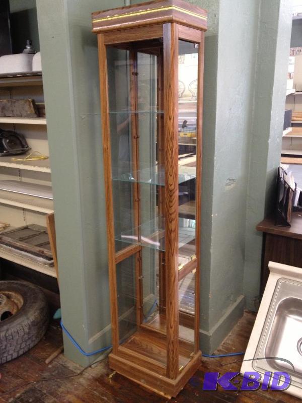 Lighted Curio Cabinet, open front, 3 glass sh...