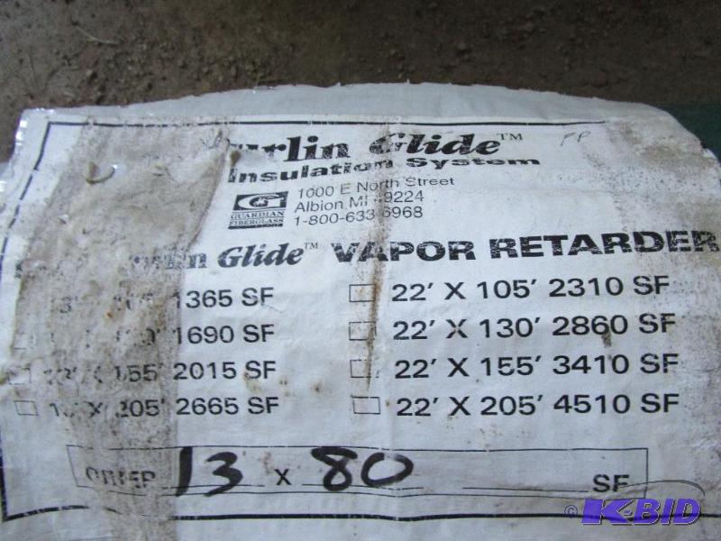 Roll of Vapor Retarder 13 x 80, used in pol...