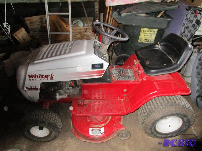 White tractor lawn mower, runs and operates, ...