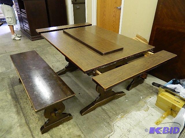 3 Piece Bench Table Set With Leafs. 60&quot ...