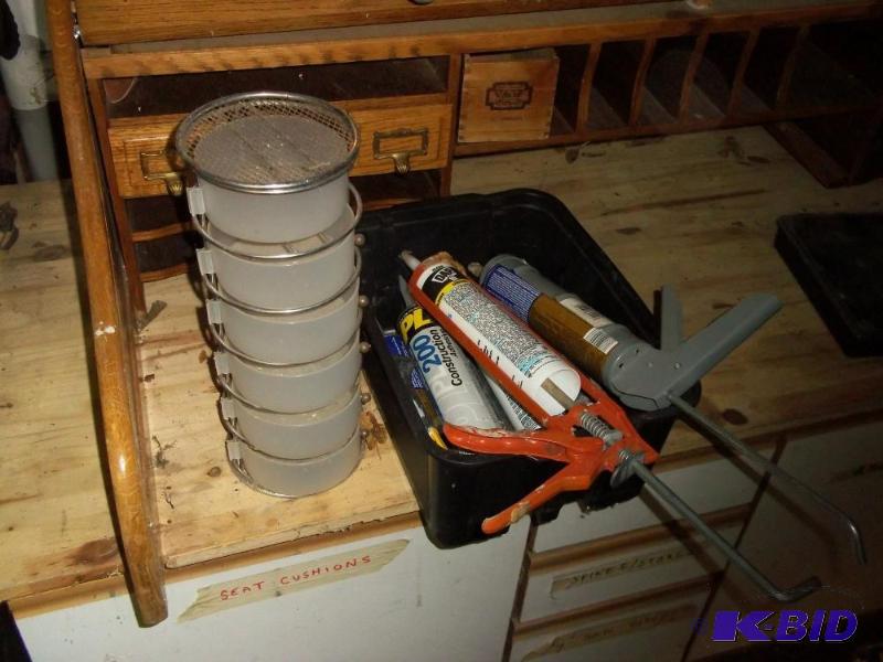 lot 199 image: caulking guns, caulk, parts organizer