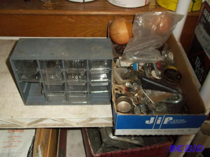 lot 239 image: box of misc hardware and bolt caddy