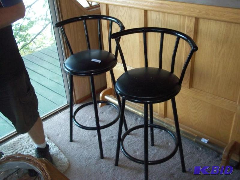 lot 315 image: 2 swivel black bar stool chairs