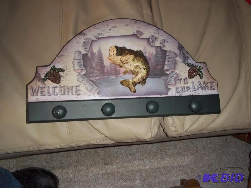 lot 344 image: Welcome to our Lake fishing coat hanger