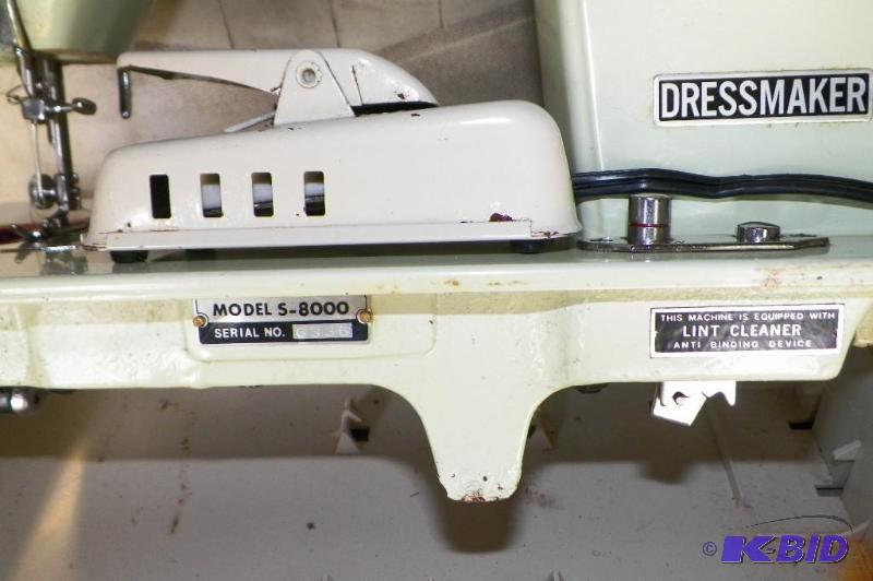 Dressmaker Sewing Machine Model No. S8000 Serial No. 6336 Snapon