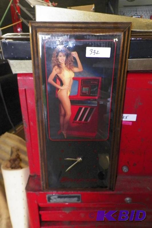 lot 332 image: Snap-on Clock 11 x 22 Has a Scuff Across the Top May Need To Be Buffed Out
