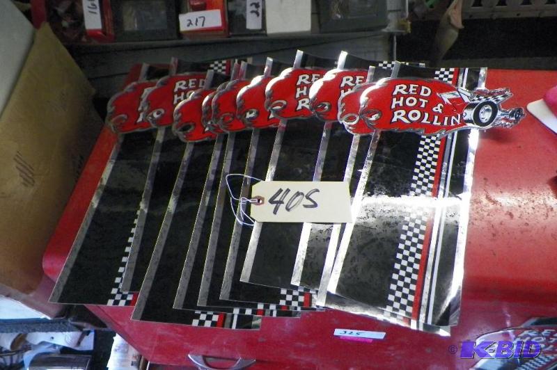 lot 405 image: Lot of 10 Red Hot & Rolling Decals 16 Long x 9 Wide