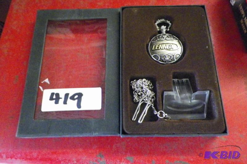 lot 419 image: Lennox Pocket Watch wChain & Stand