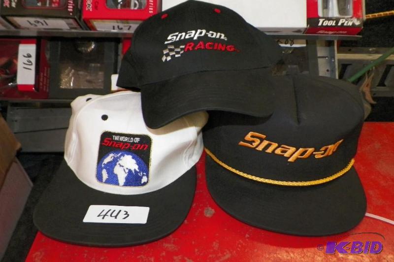 lot 443 image: 3 New Snap-on Baseball Caps