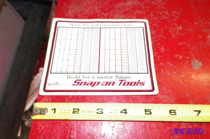 lot 449 image: Snap-on MetricDecimal Equivalent Chart Sticker
