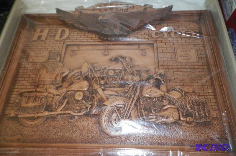 lot 489 image: Creative Carvings Harley-Davidson 1903-2003 20 x 20
