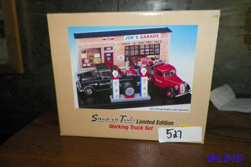 lot 527 image: Snap-on Tools Working Truck Set 1937 Ford Pickup Truck & 1955 Chevrolet Pick Up Truck Both Are Banks