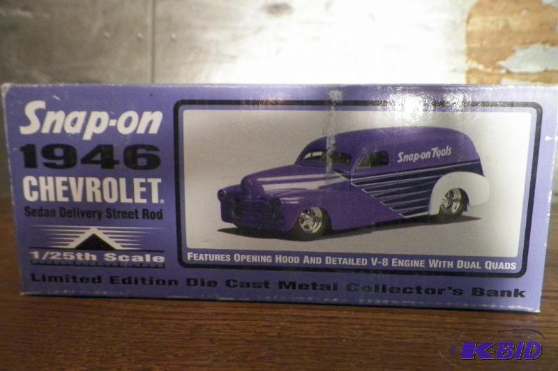 lot 553 image: Snap-on 1946 Sedan Delivery Street Rod Die Cast Metal Collectors Bank