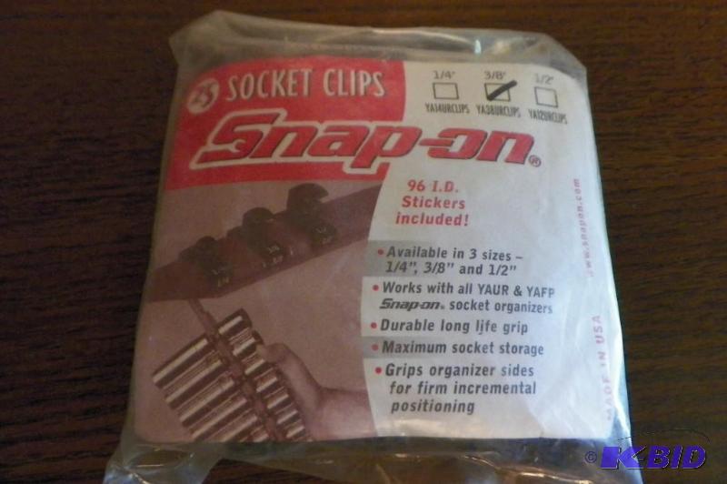 lot 594 image: Snap-on 25 Socket Clips, 38, 96 ID Stickers Included