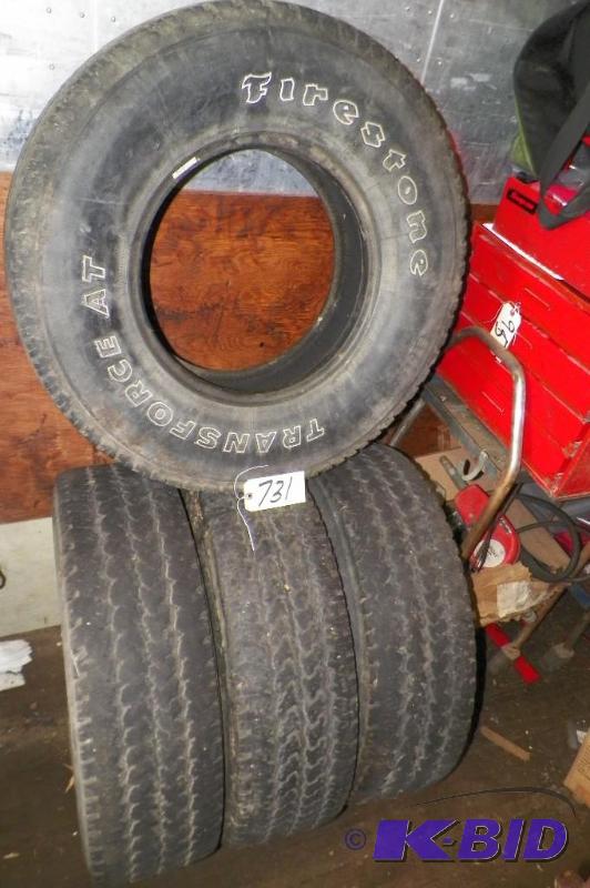 lot 731 image: Set of 4 Firestone TransForce AT Size LT26575R16 Used Tires