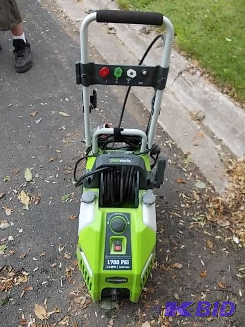 lot 21 image: Green Works 1700 PSI Pressure Washer (Works)...