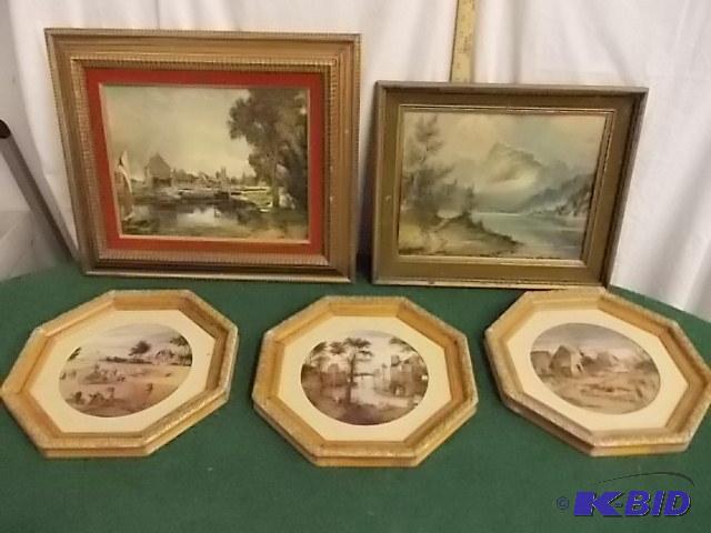 lot 15 image: 5-Framed Pictures 3-13x13&nbspReofect Paint...
