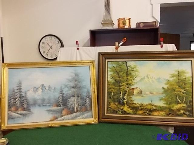 lot 17 image: 2-Large Mountain Scene Sofa Prints 29x41 &...