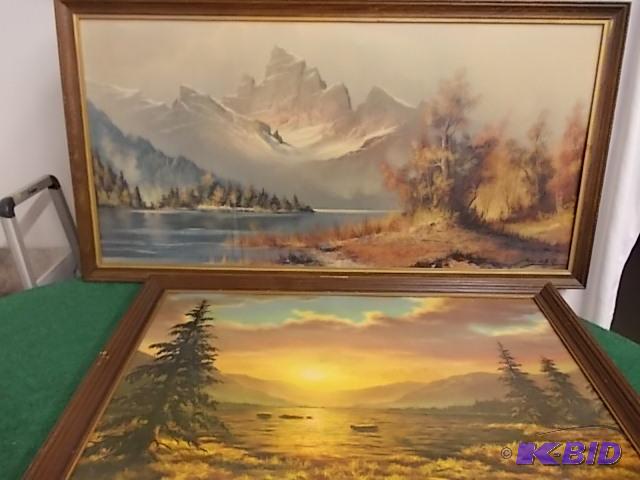 lot 19 image: 2-Large Sofa Prints Mountain Peaks By Wilmer ...