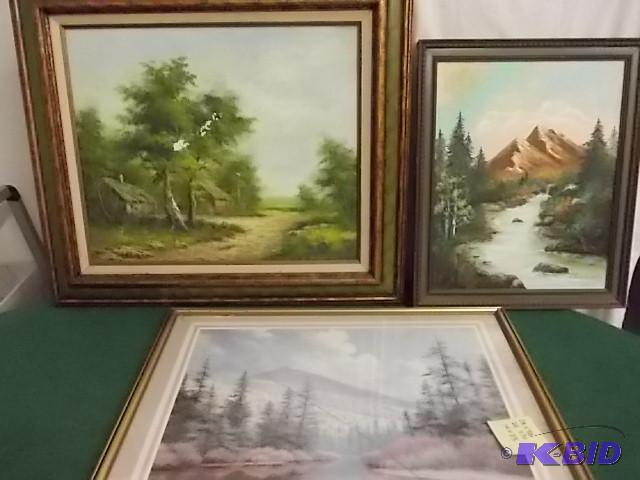 lot 23 image: 3-Framed Scenic Pictures (1-Cracked Glass) 28...