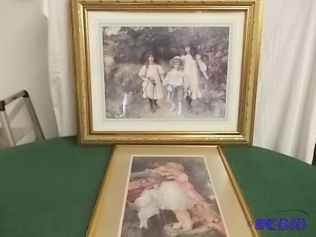 lot 24 image: 2-Framed Pictures &nbspBoy Kissing Girl By ...