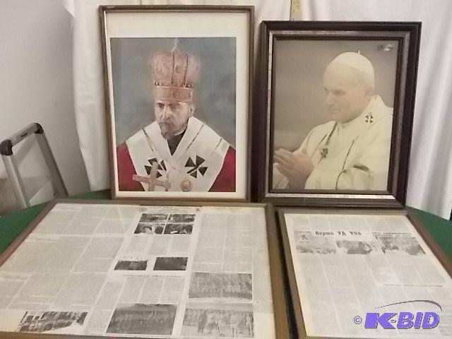 lot 25 image: 2-Framed Pope Pictures & 2-Framed Russian...