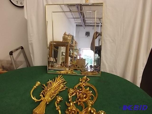 lot 26 image: 24x30 Mirror With 2-Fancy Wall Sconces...