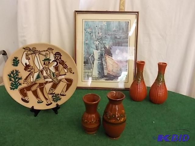 lot 44 image: 14 in Pottery Wall Decor (Marked Made In USSR...