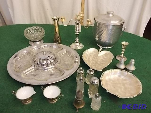 lot 46 image: Lot Of Silver Plate, Stainless, Aluminum, Ser...