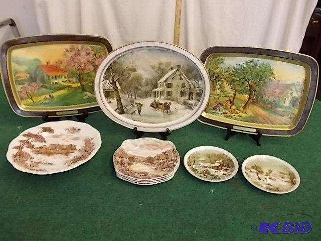 lot 48 image: Currier & Ives Plates, Trays & Other ...