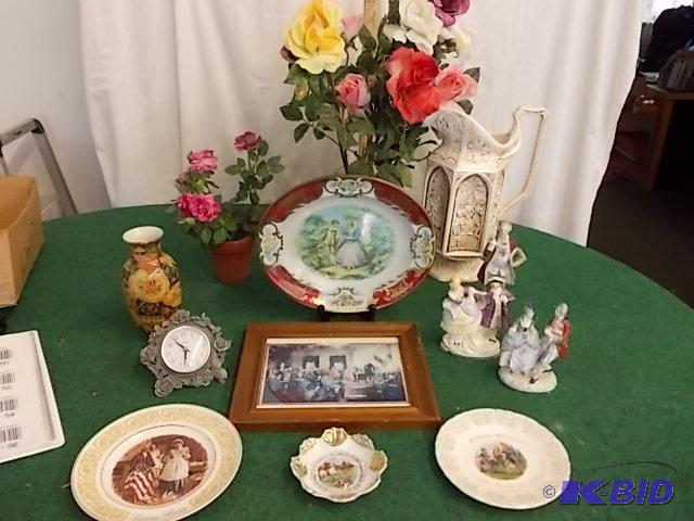 lot 52 image: Lot Of Victorian Statues, Dishes, Plates, Vas...