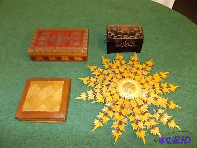 lot 63 image: Fancy Wood ChestMusic Box Decorated With Scr...