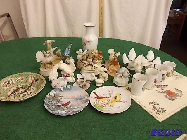 lot 84 image: Large Lot Of Bird Statues, Vase, Candle Holde...