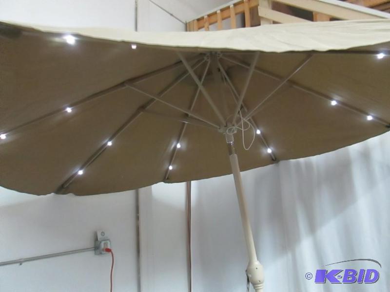 lot 26 image: 9ft. Solar Lit Umbrella - Taupe