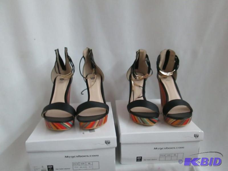 lot 48 image: 2 pairs of GC Shoes Womens FYI Striped Wedge Sandal