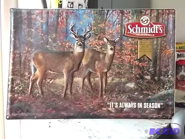 lot 10 image: &nbspTin Schmidts Beer Sign 10 x 18...