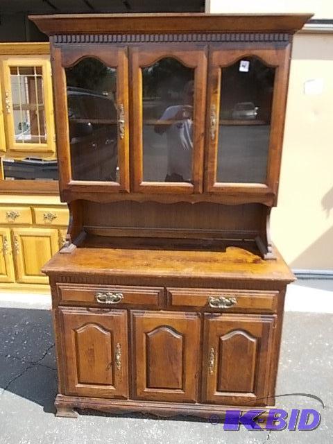 lot 4 image: Dark Wood&nbsp2 Piece Hutch 45 x 20 x 75 Tal...