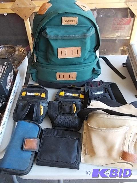 lot 64 image: Coleman Back Pack Several Tool Belts One New ...