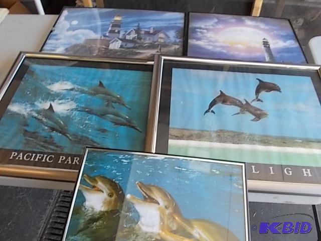lot 80 image: 5 Assorted Dolphin & Lighthouse Pictures...