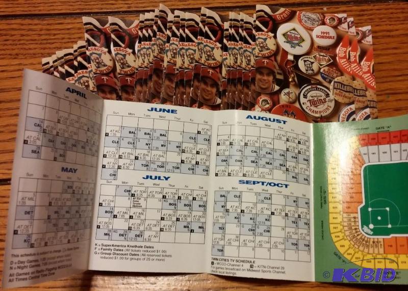25 1991 Minnesota Twins Hand Schedule-World S...