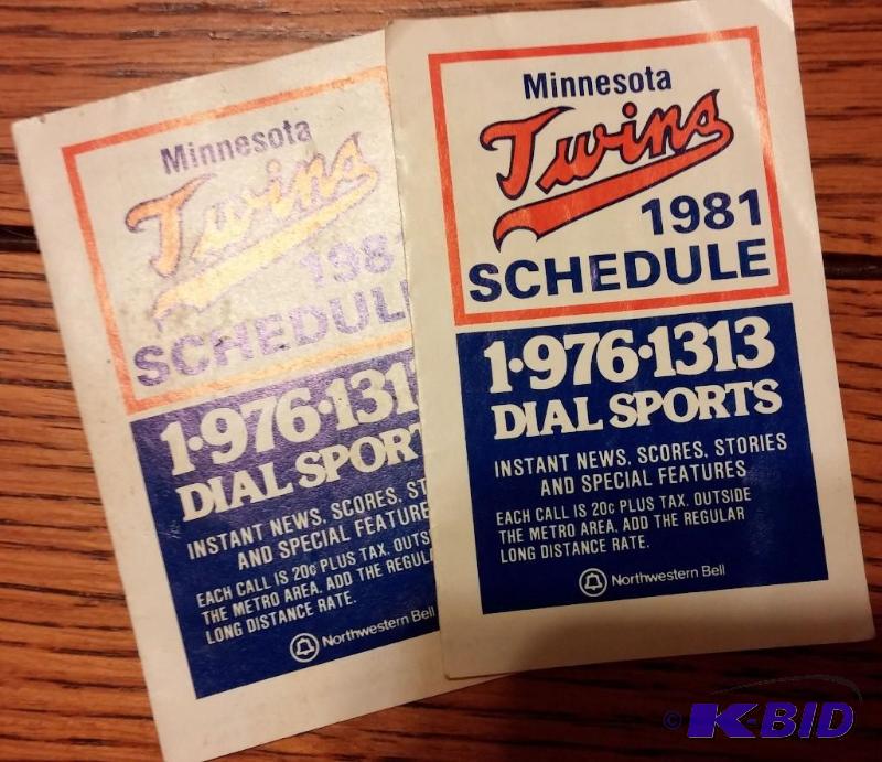 2 1981 Minnesota Twins Hand Schedule-...