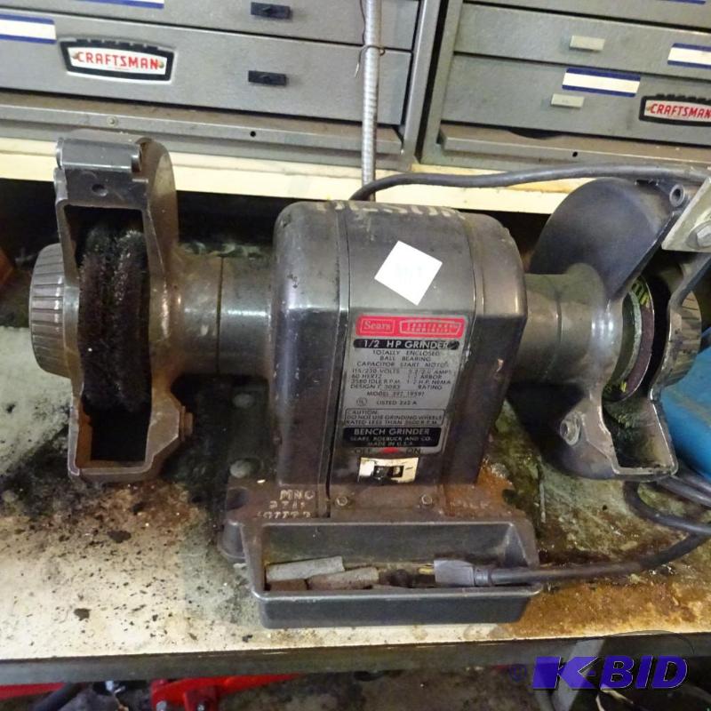 lot 161 image: Craftsman 12 hp bench grinder...