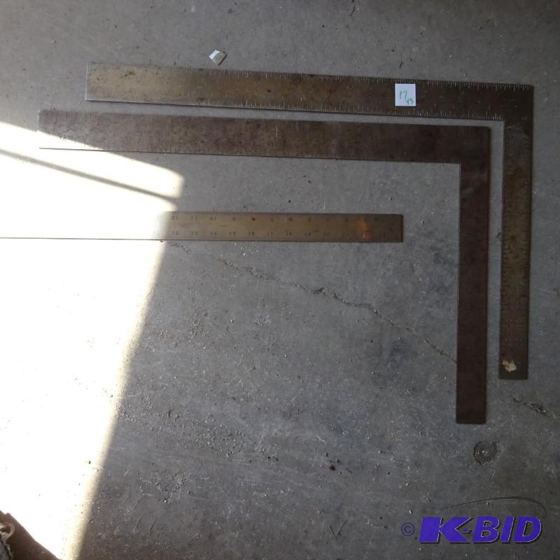 lot 17 image: 2 carpenter squares and metal ruler...