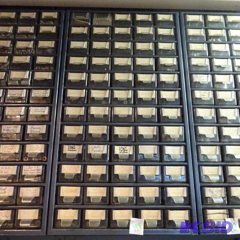 lot 198 image: 60 drawer cabinet with drill bits, carbide dr...