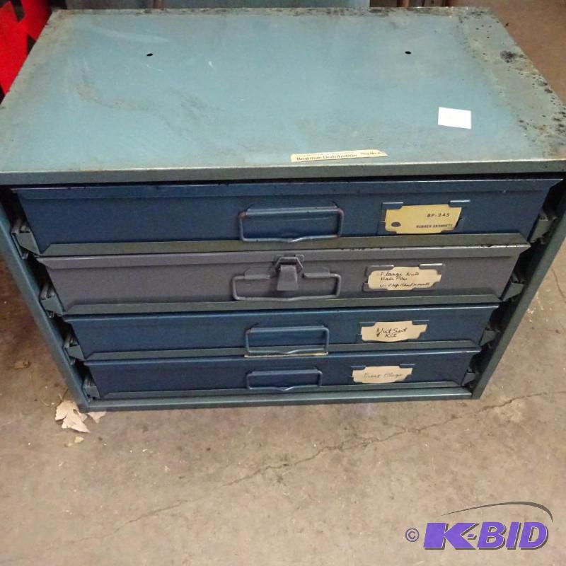lot 245 image: 4 drawer hardware cabinet. Rubber gromits fro...