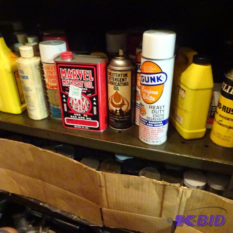 lot 290 image: contents of shelf automotive chemicals...
