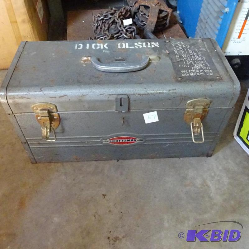lot 67 image: Craftsman toolbox with misc automotive parts...