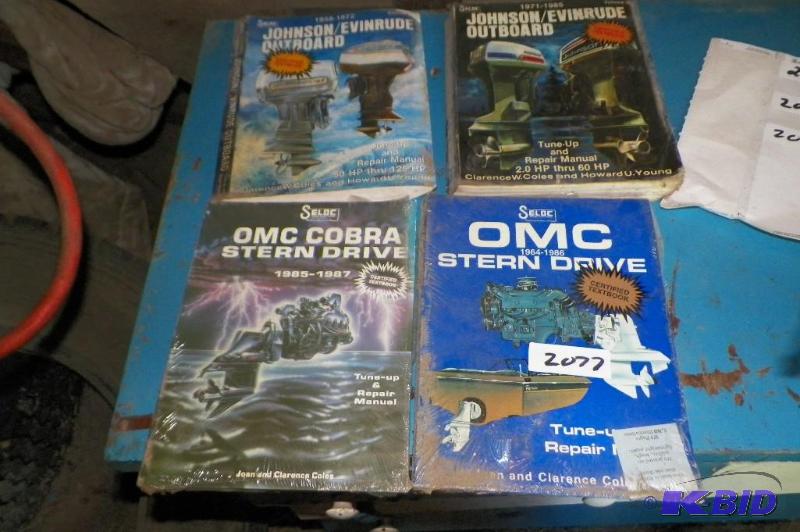 lot 2077 image: Lot of 4 JohnsonEvinrude & OMC Boat Motor Technical Books